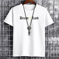 Men's Unisex Tee T shirt Hot Stamping Floral Graphic Prints Letter Plus Size Print Short Sleeve Casual Tops Cotton Basic Fashion Designer Big and Tall White Black Khaki Lightinthebox - thumbnail