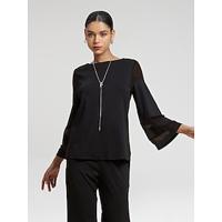 Chiffon Modal Illusion Sleeve Crew Neck Shirt