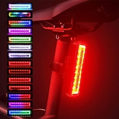 Bike Tail Light, 7 Colors 14 Modes Red RGB Rainbow Ultra Bright LED Warning Bicycle Light, Rear Bike Light USB-C Rechargeable Scooter Light IPX6 Waterproof, for Bike Helmet Night Riding Lightinthebox