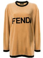 Fendi Pre-Owned velvet effect logo T-shirt - Brown - thumbnail