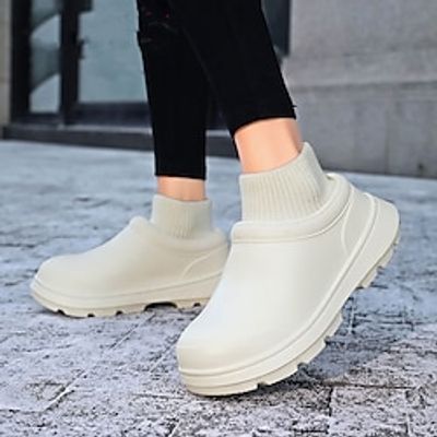 Women's Boots Slippers Waterproof Boots Fuzzy Slippers Fluffy Slippers House Slippers Daily Indoor Solid Color Fleece Lined Booties Ankle Boots Winter Flat Heel Round Toe Casual Comfort Minimalism EVA miniinthebox