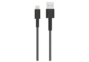 Max & Max Braid 3A Metallic Lightning Cable 2m, Black