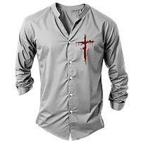 Cross Faith Men's Fashion Casual 3D Printed Shirt Outdoor Daily Wear Vacation Spring Summer Standing Collar Long Sleeve Army Green Navy Blue Gray S M L 4-Way Stretch Fabric Shirt Lightinthebox Cross Faith Men's Fashion Casual 3D Printed Shirt Outdoor Daily Wear Vacation Spring Summer Standing Collar Long Sleeve Army Green Navy Blue Gray S M L 4-Way Stretch Fabric Shirt Lightinthebox