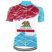 21Grams Men's Short Sleeve Cycling Jersey Blue California Republic Bike Top Mountain Bike MTB Road Bike Cycling Spandex Polyester Breathable Quick Dry Moisture Wicking Sports Clothing Apparel Lightinthebox - thumbnail
