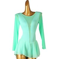 Latin Dance Dress Pure Color Women's Performance Training Long Sleeve High Chiffon Spandex Tulle Lightinthebox - thumbnail