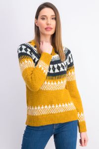 Womens Bold Fair Isle Sweater  Mustard
