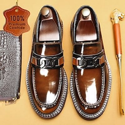 Men's Loafers  Slip-Ons Formal Shoes Brogue Dress Shoes British Gentleman Office  Career Party  Evening Leather Italian Full-Grain Cowhide Comfortable Slip Resistant Slip-on Black Brown Lightinthebox