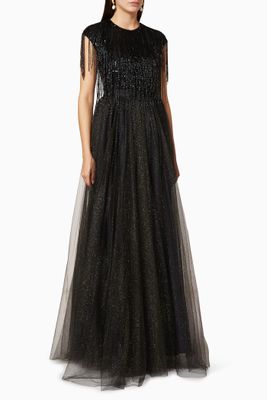 Sequin Bead Glittered Mesh Maxi Dress Sequin Bead Glittered Mesh Maxi Dress