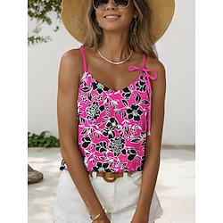 Women's Camisole Floral Pink Sleeveless Crew Neck Summer Lightinthebox