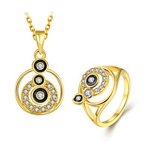 Women's Pendant Necklace Ring Classic Stylish Unique Design Gold Plated Earrings Jewelry Gold For Daily Work 1 set miniinthebox