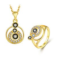 Women's Pendant Necklace Ring Classic Stylish Unique Design Gold Plated Earrings Jewelry Gold For Daily Work 1 set miniinthebox - thumbnail