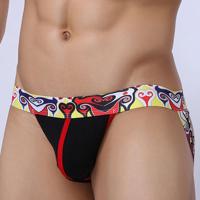 Sexy Breathable Hip Lifting Printing Waistand Low Waist U Convex Thongs for Men