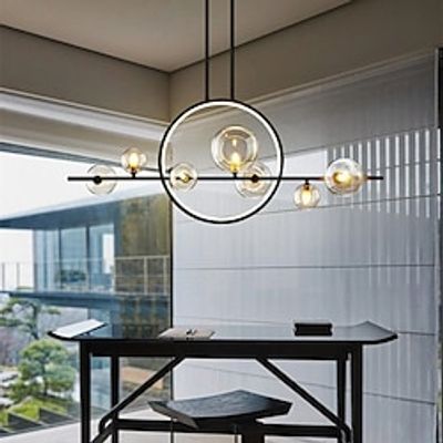 LED Chandelier 100cm Wrought Iron LED Chandelier Light Postmodern Glass Bubble Round Chandelier Lighting G9 Bulb for Bedroom Office Living Room Lightinthebox