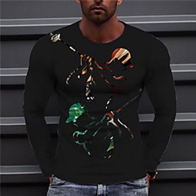 Men's Unisex Tee T shirt Shirt 3D Print Graphic Prints Golf Print Long Sleeve Daily Tops Casual Designer Big and Tall Black miniinthebox