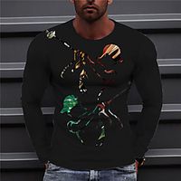 Men's Unisex Tee T shirt Shirt 3D Print Graphic Prints Golf Print Long Sleeve Daily Tops Casual Designer Big and Tall Black miniinthebox - thumbnail