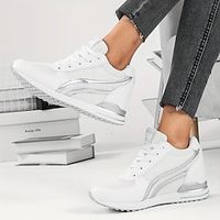 Women's Sneakers Platform Sneakers Outdoor Flat Heel Round Toe Fashion Sporty Casual Walking Mesh PU Lace-up Solid Color Black White Pink Lightinthebox - thumbnail