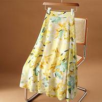 Women's Tights Skirt Maxi Skirts Print Floral Date Vacation Summer Chiffon Fashion Casual Yellow Pink Blue Lightinthebox