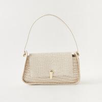 Sasha Croco Textured Baguette Bag with Flap Closure