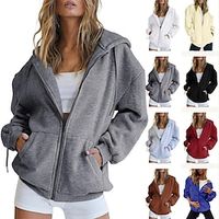 Women's Hoodie Jacket Drawstring Long Sleeve Hoodie Athletic Athleisure Thermal Warm Breathable Moisture Wicking Running Active Training Walking Sportswear Activewear Solid Colored Black White Light Lightinthebox - thumbnail