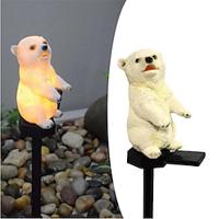 Solar Outdoor Figurine Bear Light Yard Weather Resistant Decorative Solar Powered Courtyard Landscape Ground Mounted Light Cute Little Bear Outdoor Garden Decoration Creative Resin Light Holiday Party Decoration Light Lawn Fence Lighting Light 1PC Lightin