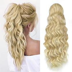 Blonde Ponytail Extension, Blonde Drawstring Ponytail for Women Long Wavy Pony Tails Hair Extensions Synthetic Clip in Ponytail Hairpieces for Women Girls Lightinthebox