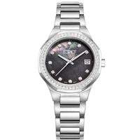 Ecstacy Women's Analog Display Watch & Stainless Steel Strap, Silver - E23511-SBSMB