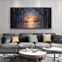 Hand Painted Abstract Rainy Landscape Oil Painting On Canvas Large Wall Art Black Night Painting Custom Wall Art Decor For Living Room (No Frame) Lightinthebox