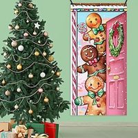 Christmas Gingerbread Man Door Covers Door Tapestry Door Curtain Decoration Xmas Backdrop Door Banner for Front Door Christmas Holiday Party Decor Supplies miniinthebox - thumbnail