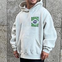 Men's Hoodie Pullover Hoodie Sweatshirt Beige Hooded Graphic Letter Print Sports  Outdoor Sports Streetwear Basic Cool Casual Fall Spring Clothing Apparel Hoodies Sweatshirts  Long Sleeve miniinthebox - thumbnail