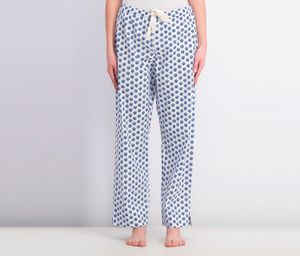 Womens All Over Print Wide Leg Pants Pajamas  Blue/White
