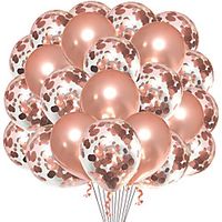 Rose Gold Confetti Latex Balloons, 12 Inch Birthday Balloons with Rose Golden Paper Confetti for Wedding Engagement Party, Graduation Party, Birthday Party, Bridal Shower Decorations (30 Pcs) miniinthebox - thumbnail