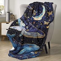 Whale Landscape Pattern Throws Blanket Flannel Throw Blankets Warm All Seasons Gifts Big Blanket Lightinthebox