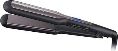 Remington Pro Ceramic Extra Wide Plate Hair Straighteners for Longer Thicker Hair Digital Temperature Control Black - RES5525