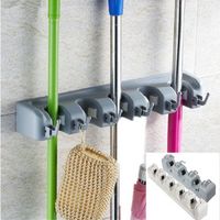Wall Mounted Mop Holder Broom Hanger Storage Rack 3/5 Position Cleaning Tool