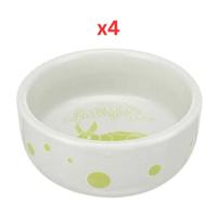 Trixie Spotlight Comic Rabbits Ceramic Bowl For Small Pets - Green 11cm (Pack Of 4)