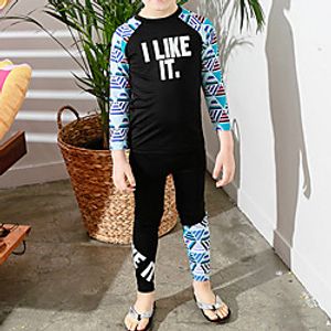 Boys' Girls' Rash Guard Dive Skin Suit Nylon Swimwear UV Sun Protection Quick Dry Long Sleeve 2 Piece - Swimming Surfing Snorkeling Patchwork Autumn  Fall Spring Summer  Kid's Lightinthebox