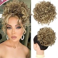Messy Bun Short Curly Ponytail Extension Elastic Drawstring Loose Hair Bun Hair Pieces for Women with Thinning Hair High Temperature Synthetic Fiber Hair Bun Extension 80g Lightinthebox