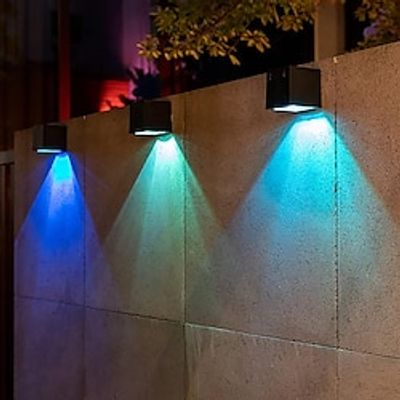 Solar Fence Light with 2 Modes Warm WhiteRGB LED Solar Wall Light Outdoor Waterproof for Deck Steps Patio Garden Landscape Decor Lighting Lightinthebox