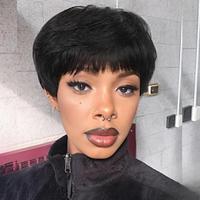 Pixie Cut Human Hair Wigs Short Layered Human Hair Wig for Back Women 6 Inches Glueless Short Body Cut Wigs Wear And Go None Lace Wigs Lightinthebox