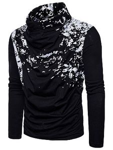 Cowl Neck Abstract Print Men T-Shirt