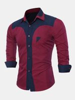 European American Style Slim Stitching Chest Pocket Designer Shirts for Men