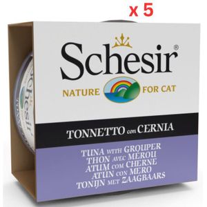 Schesir Cat Wet Food Tuna With Grouper 85G (Pack Of 5)