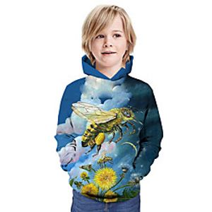 Kids Boys' Hoodie  Sweatshirt Long Sleeve 3D Print Floral Animal Print Blue Children Tops Summer Active Daily Wear Regular Fit 3-13 Years Lightinthebox