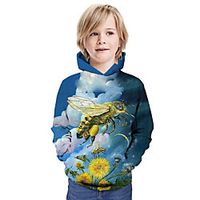 Kids Boys' Hoodie  Sweatshirt Long Sleeve 3D Print Floral Animal Print Blue Children Tops Summer Active Daily Wear Regular Fit 3-13 Years Lightinthebox - thumbnail