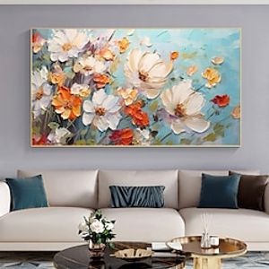 Handmade Original Flower Oil Painting On Canvas Wall Art Decor Abstract Minimalist Floral Painting for Home Decor With Stretched FrameWithout Inner Frame Painting Lightinthebox
