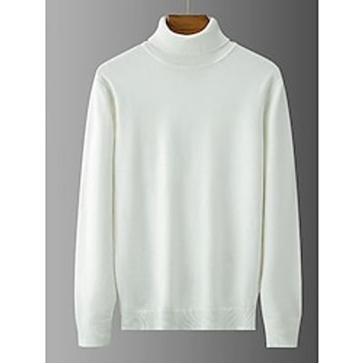 Women's Turtleneck Pullover Sweater Jumper Ribbed Knit Polyester Oversized Fall Winter Regular Outdoor Daily Going out Stylish Casual Soft Long Sleeve Solid Color Black White Brown M L XL miniinthebox