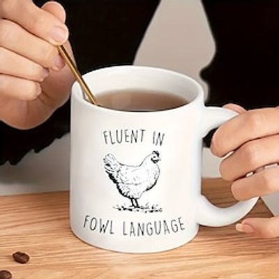 Crazy Chicken Lady Mug - Fluent in Fowl Language: Ceramic Coffee Cup with Double-sided Design, Ideal for Hot or Cold Drinks, Funny Chicken Lover Gifts for Chicken Dad, Chicken Mom, Farmer - White Tea Cup Lightinthebox Crazy Chicken Lady Mug - Fluent in Fowl Language: Ceramic Coffee Cup with Double-sided Design, Ideal for Hot or Cold Drinks, Funny Chicken Lover Gifts for Chicken Dad, Chicken Mom, Farmer - White Tea Cup Lightinthebox