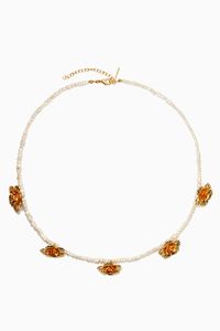 Rose Choker with Pearls in 24kt Gold-Plated Bronze