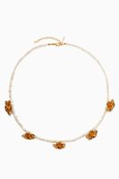 Rose Choker with Pearls in 24kt Gold-Plated Bronze - thumbnail