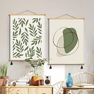 Green Plants Posters With Hanger Wall Art Canvas Prints Painting Green Leaves Home Decoration Décor Rolled Canvas Lightinthebox